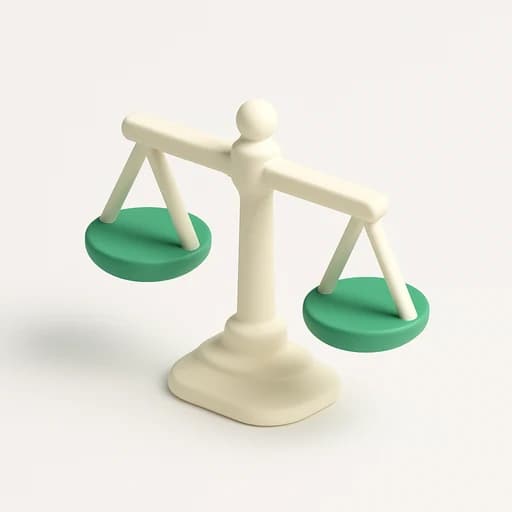 Icon for decision step: stylised scale with balanced pans